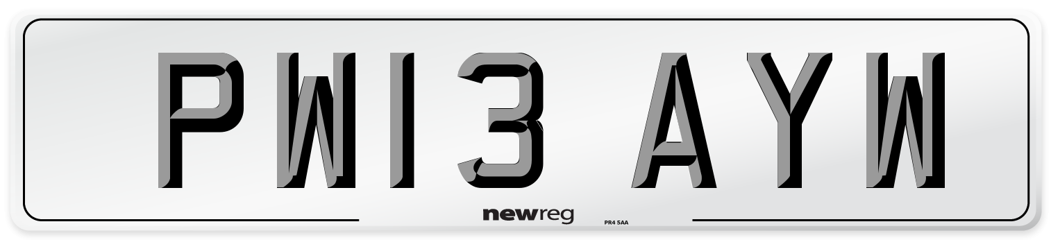 PW13 AYW Number Plate from New Reg